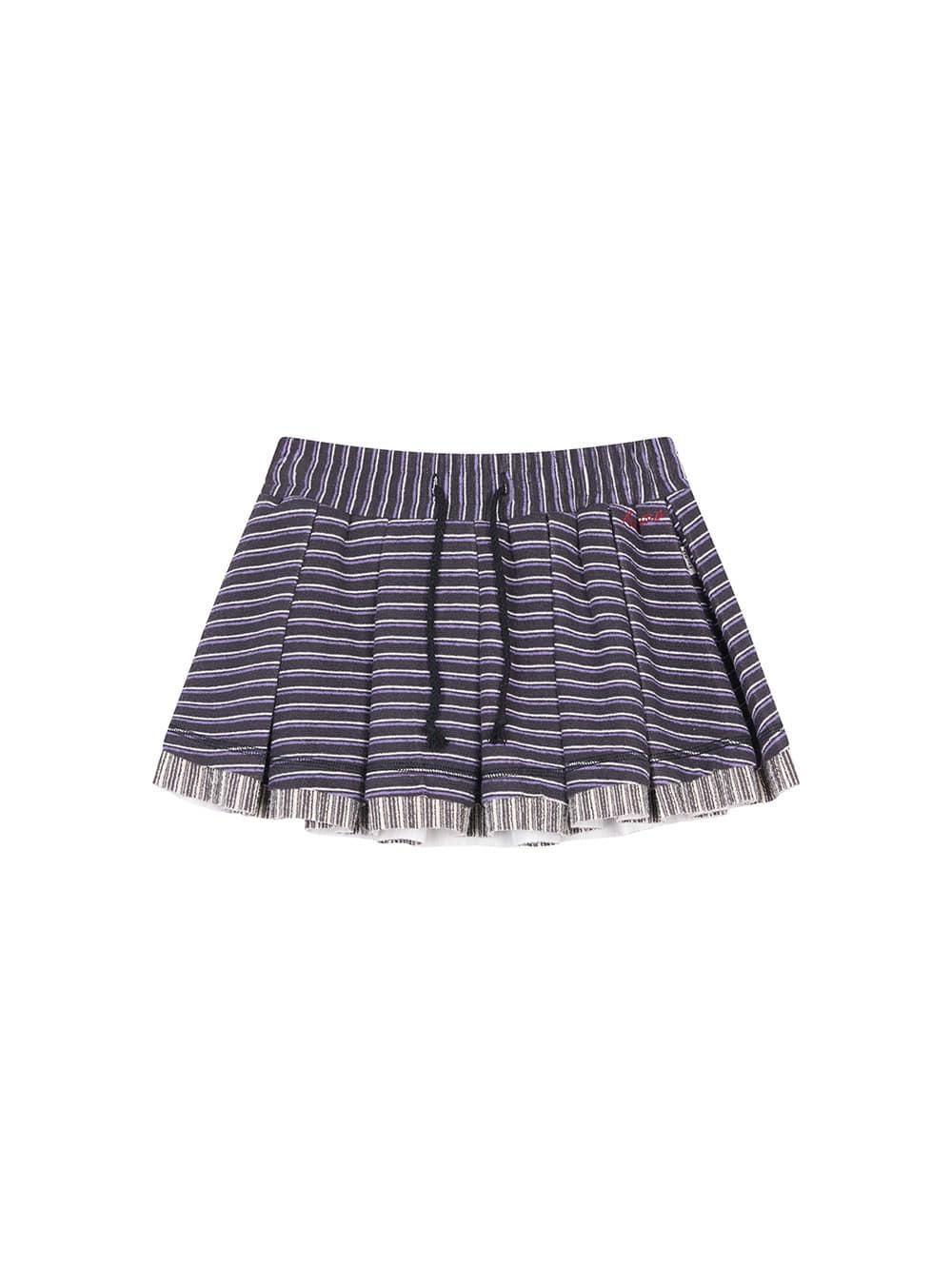 Striped A-Line Pleated Skirt