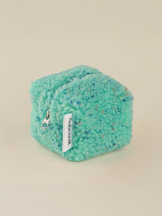 오브누잇 양털 큐브 파우치 멜로우민트 S (키링 추가 가능)