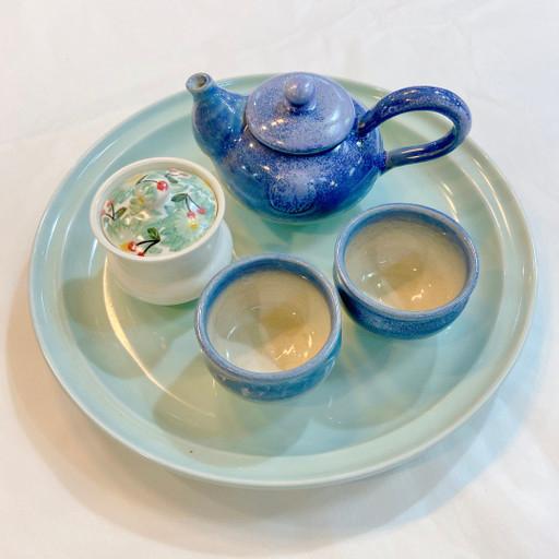 * 청보라 2인 다기 set