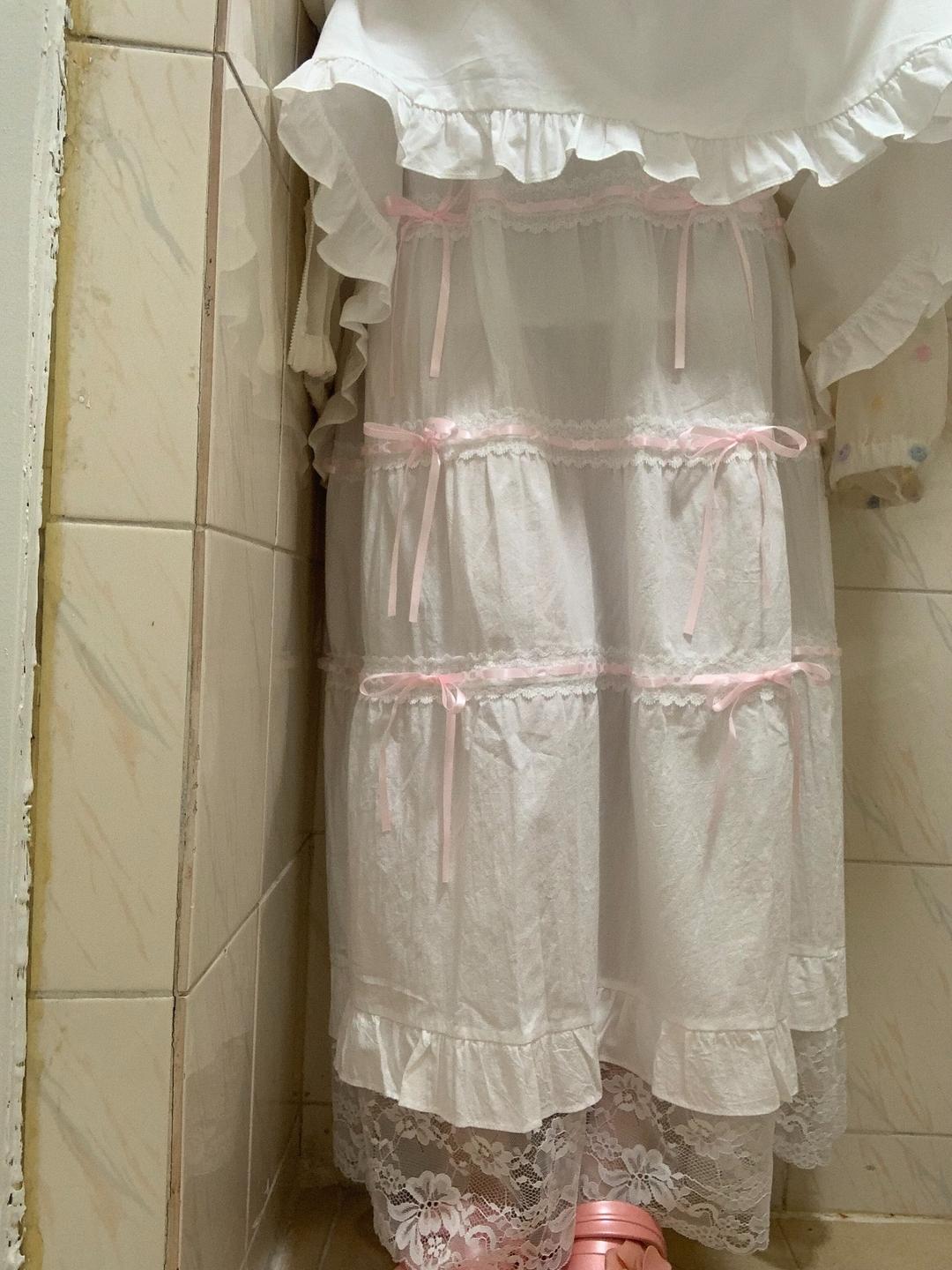 프츄코 롱주들에겐 여름 기본 롱스커트 (흰색, 검정)