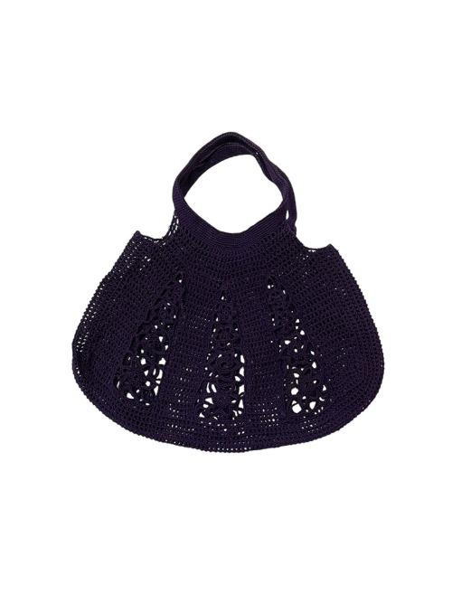 purple knit tote bag