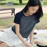 Stripe cotton blended knit TISU03TN02_Navy