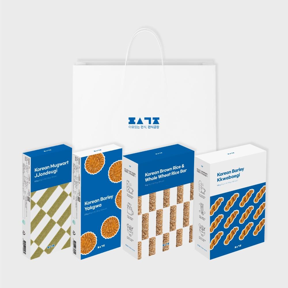 인기과자 선물세트 B set (우리보리꽈배기, 우리현미통밀말이, 우리보리약과,쑥쫀드기)