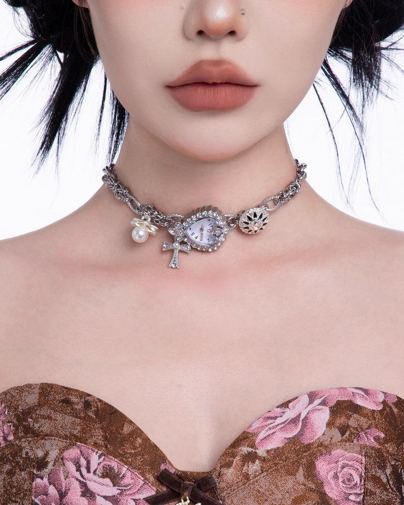 Flower Cluster Watch Choker