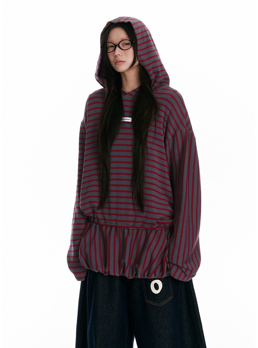 Red Striped Hooded Sweater