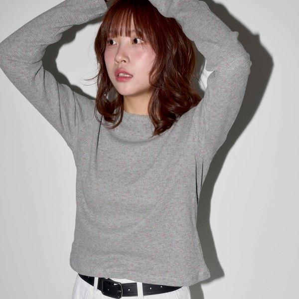FLORAL PRINTED LONG SLEEVE TEE (melange gray)