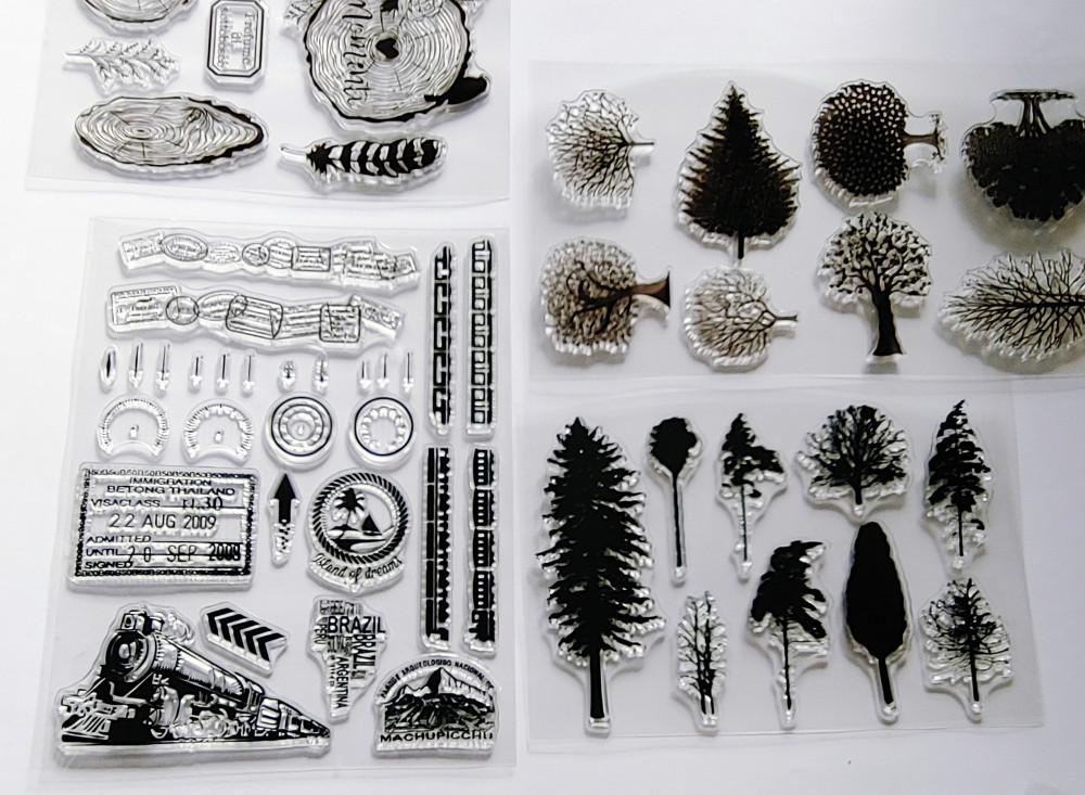 가을 여행 나무 클리어 스탬프 스템프