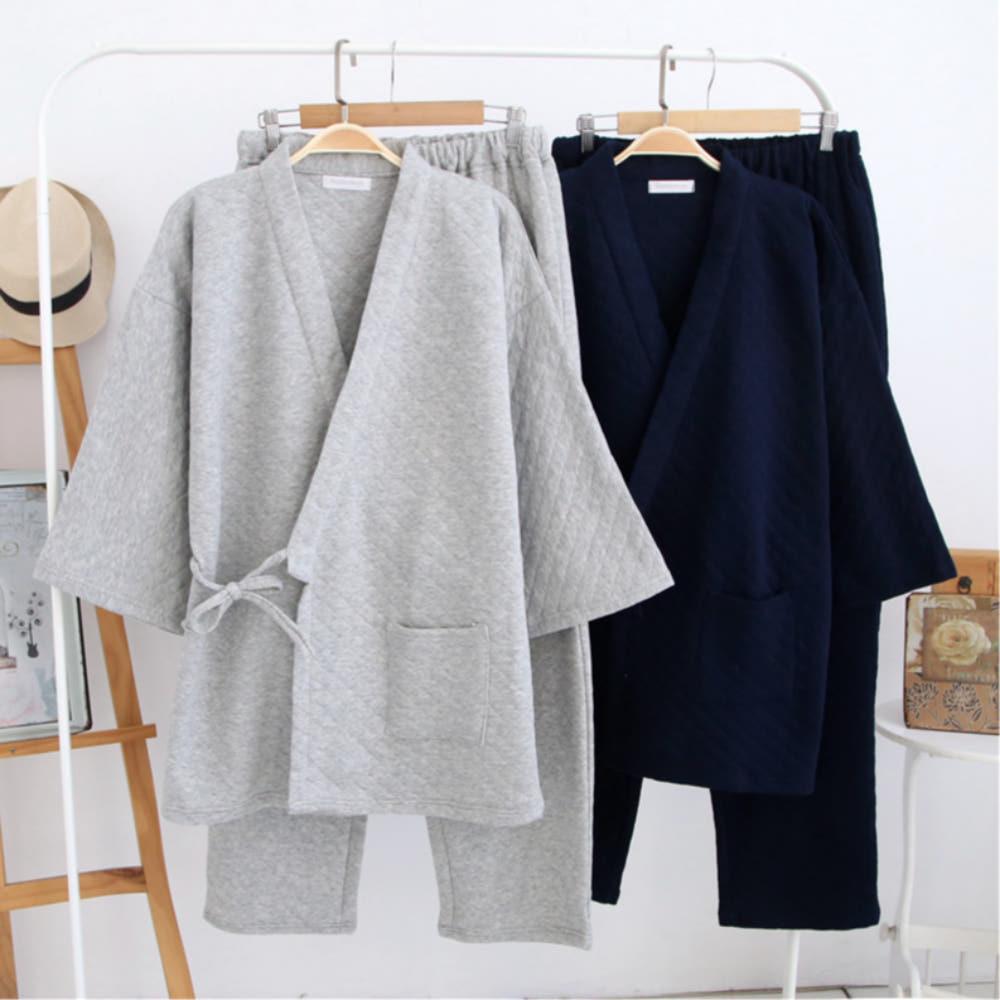 순면누빔잠옷 유카타 커플 일본한텐 우정 파자마파티 퀄팅 기모노 면100 두꺼운수면잠옷