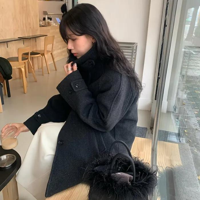 raglan sleeves half coat_charcoal