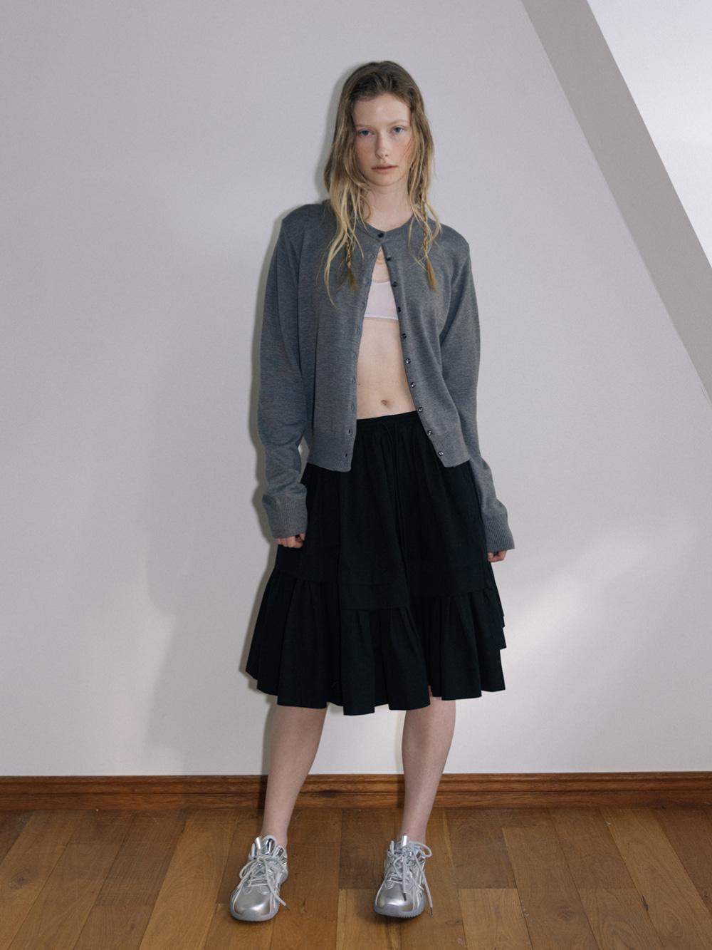 UNBALANCE LAYER SKIRT, BLACK
