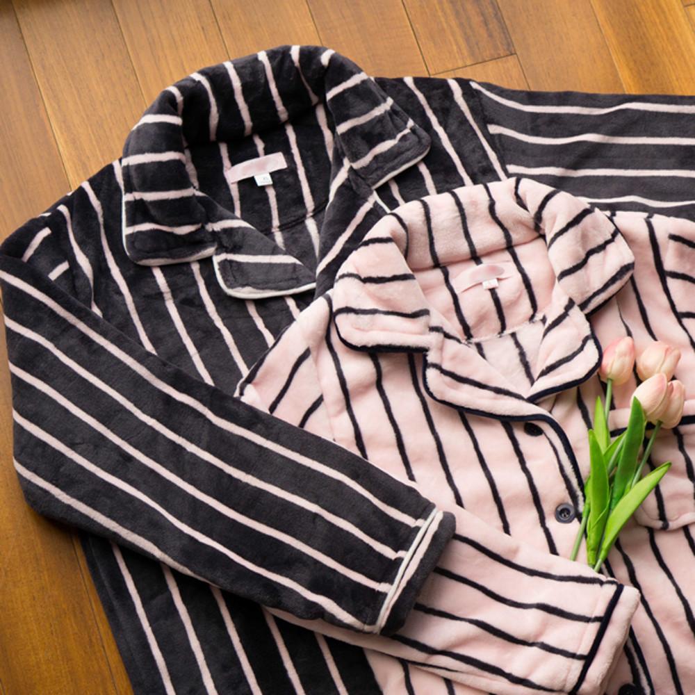 스트라이프 겨울 빅사이즈 커플잠옷 밍크 극세사 수면잠옷