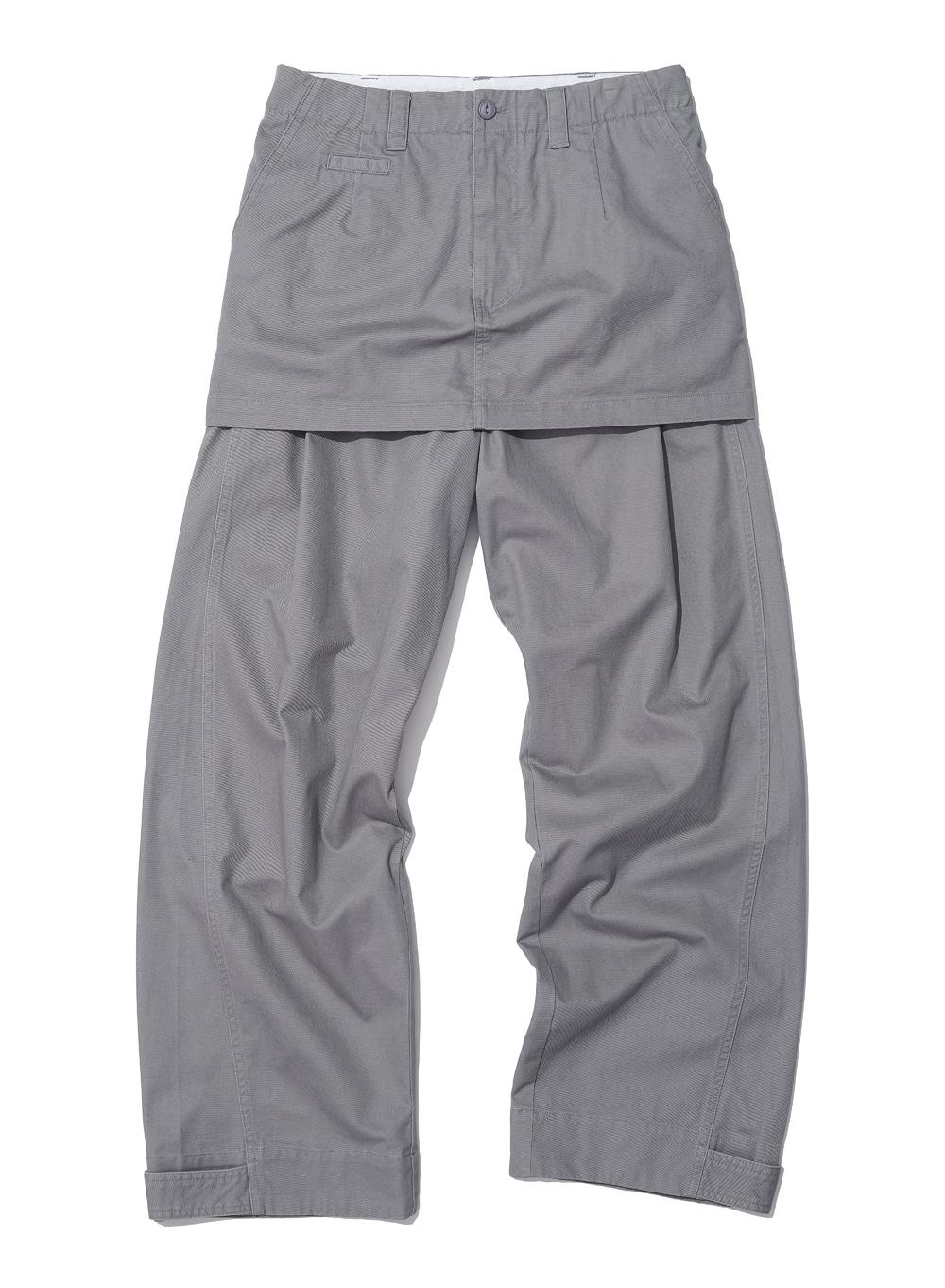 [WOMEN] DETACHABLE LAYERED CHINO SKIRT-PANTS_GREY