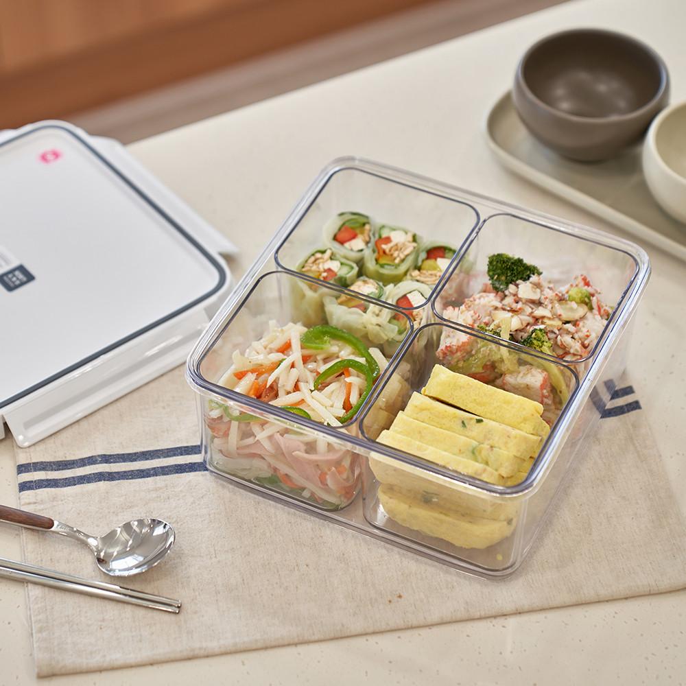 [1+1] 창신리빙 밀폐용기 스카이락 점보 2호 인케이스 4칸 3800ml 반찬통 도시락통