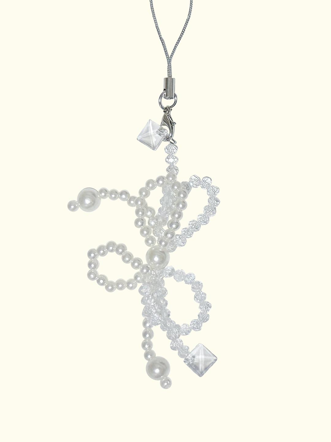 cubic pearl ribbon keyring