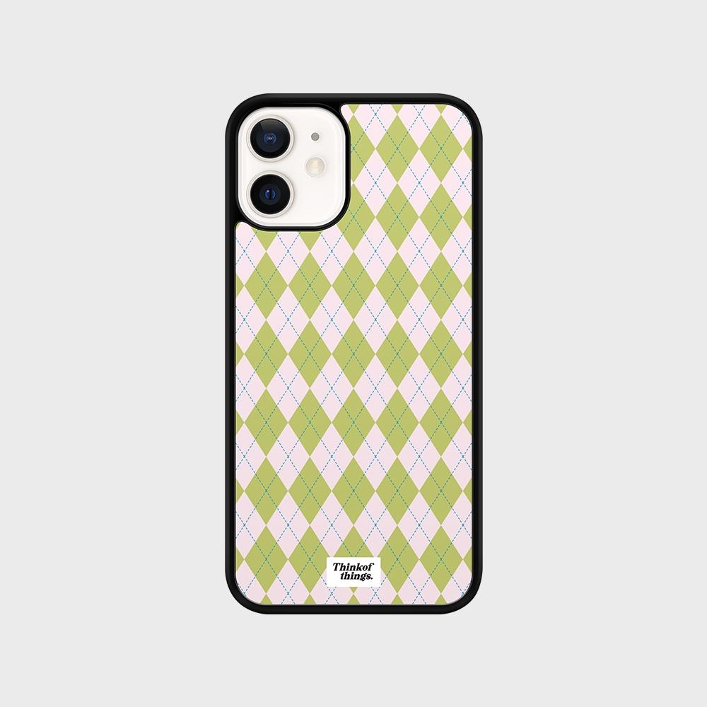 Argyle Check Epoxy Phone Case Pink