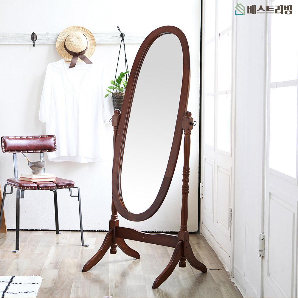 애슐리 엔틱 원목 예쁜 원형 전신거울 3colors