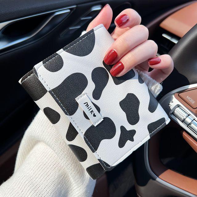 (당일출발) 지폐,동전ok ️ cute 밀크 카우 반지갑 학생지갑 카드슬롯 동전 젖소무늬 카드지갑