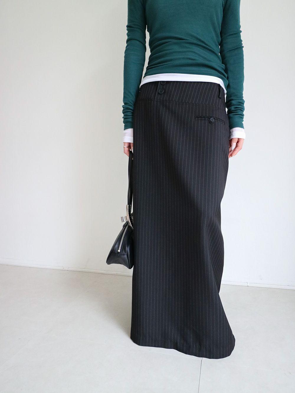 샵오르 로우라이즈 버튼 슬랙스 스커트(2colors)