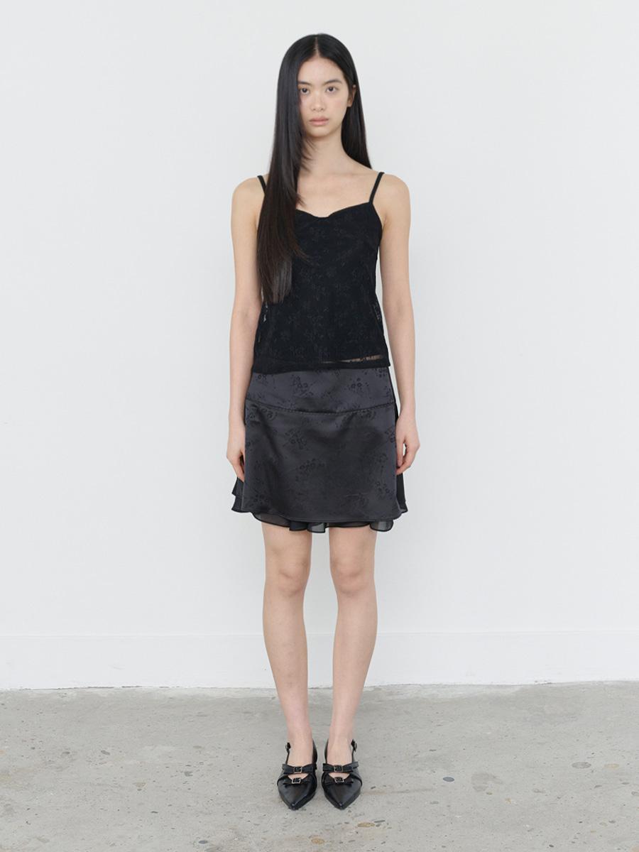 JACQUARD LACE MINI SKIRT BLACK