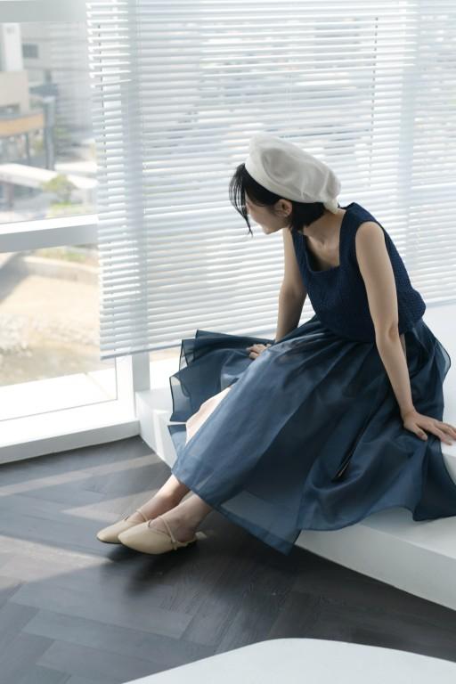 하녹 갈래 치마 네이비