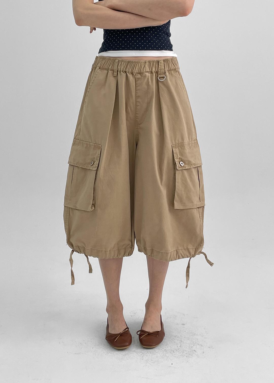 (UNISEX) 카치논 밴딩 카고 버뮤다팬츠