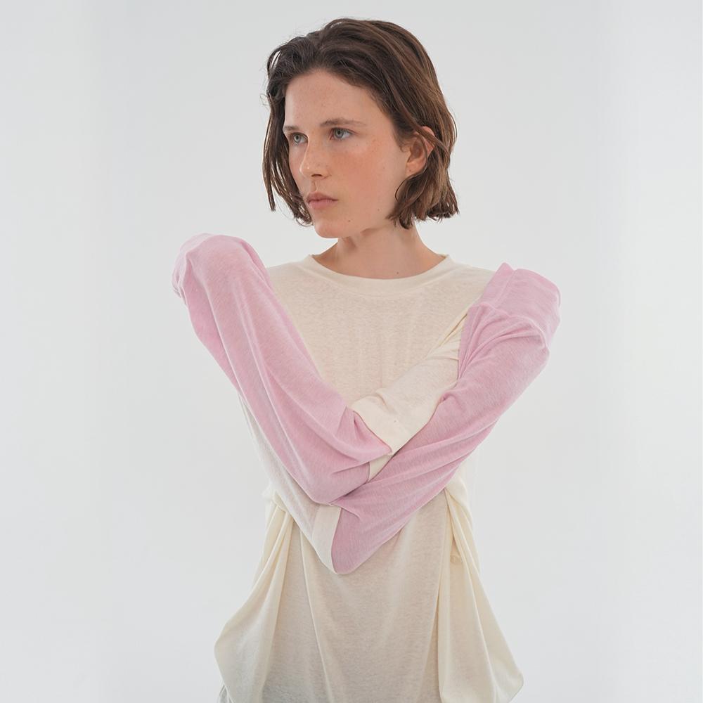 [2차 리오더]WOOL TENCEL LAYERED LONG-SLEEVE TEE_IVORY WHITE/PINK