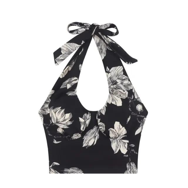 홀터 백리스 리본 탑 페스티벌 축제 바캉스 휴양지 민소매 탑