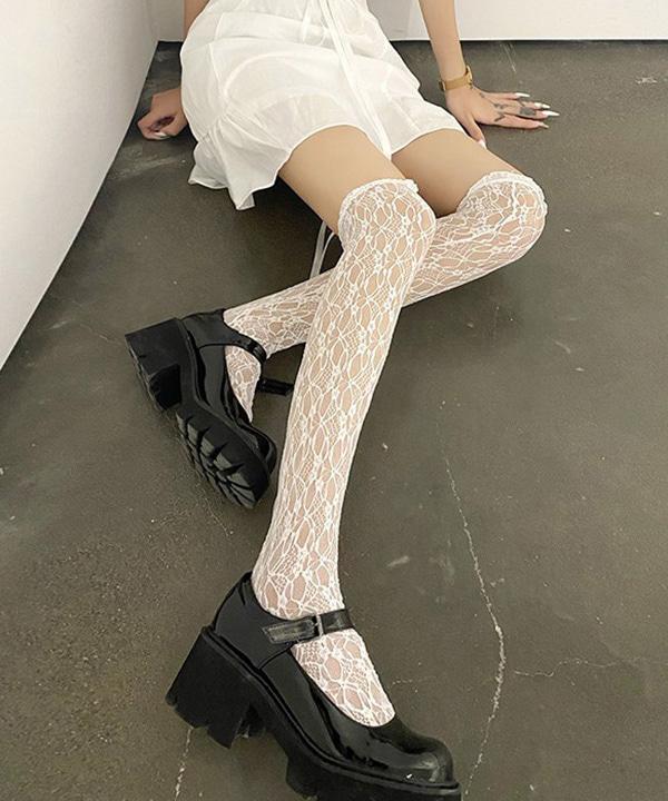 무료배송 시크릿 레이스니삭스 스타킹 (블랙,화이트,베이지)  [금요기획 #빈티지 #스트릿 #키치]