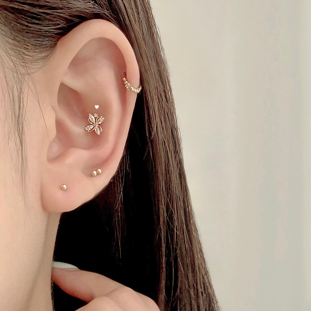 14k 폴린 플라워 큐빅 피어싱 꽃 이너컨츠 아웃컨츠 피어싱