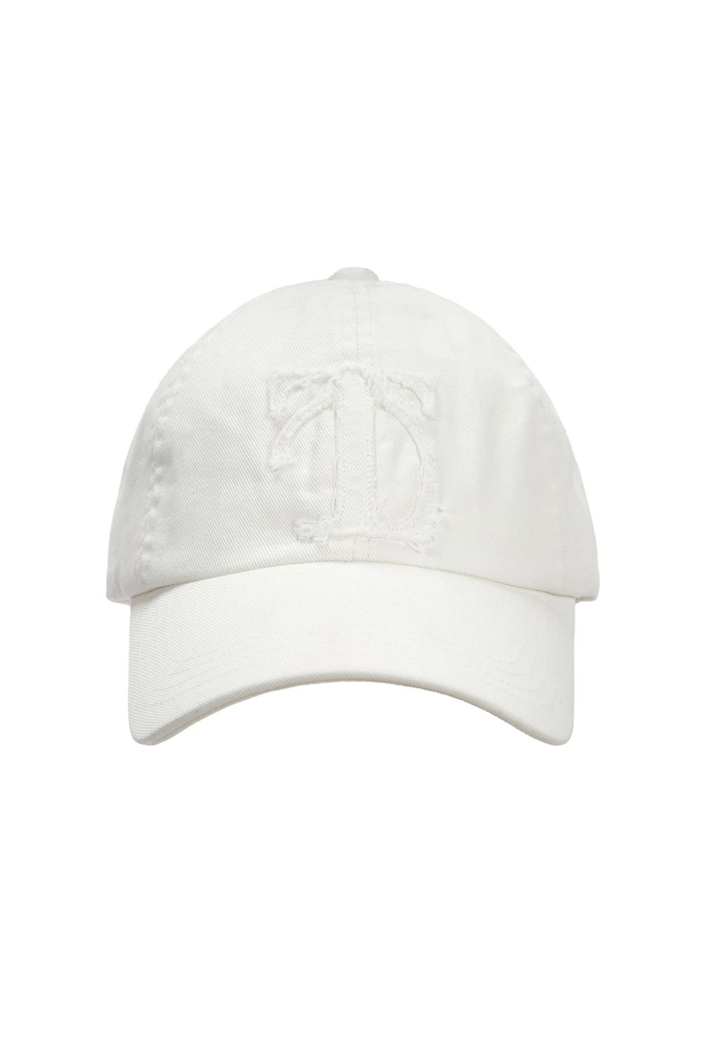 Raw Cut Damage Denim Cap [ White ]