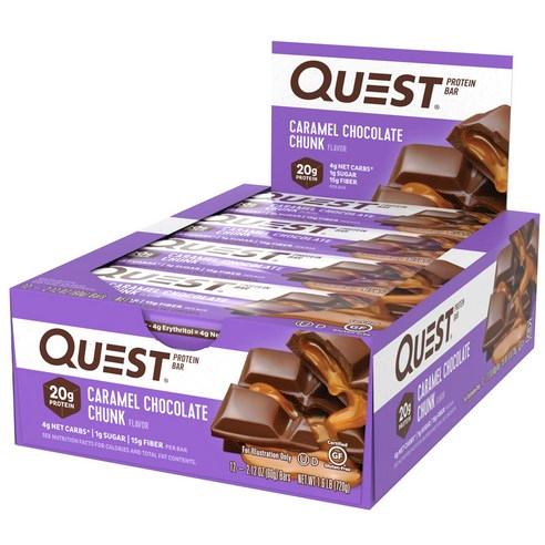 퀘스트뉴트리션 프로틴 바 60g, 카라멜 초콜릿 청크, 60g, 12개 - 프로틴바 | 쿠팡