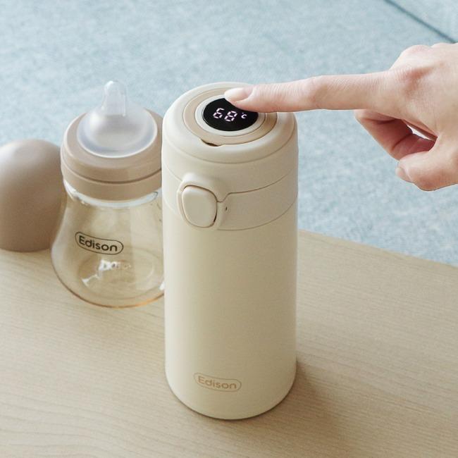 에디슨 LED 온도표시 스텐 이유식 우유 분유보온병 보온보냉텀블러 350ml 500ml