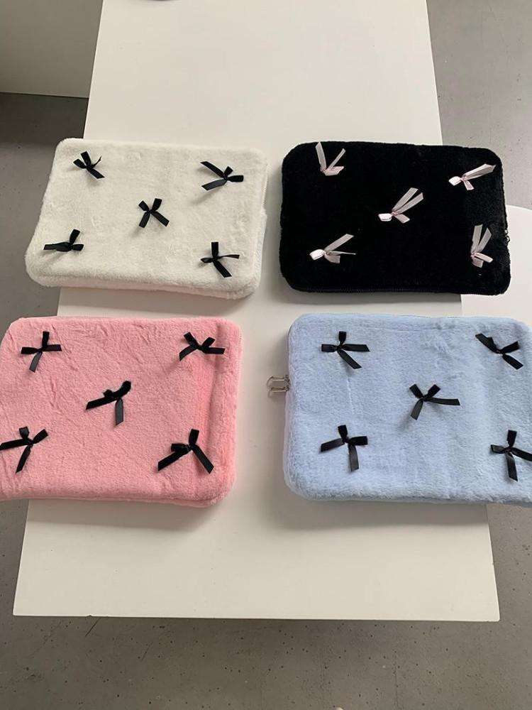 수심 Fluffy Ribbon Pouch(4 color) 플러피 리본 노트북 파우치 맥북