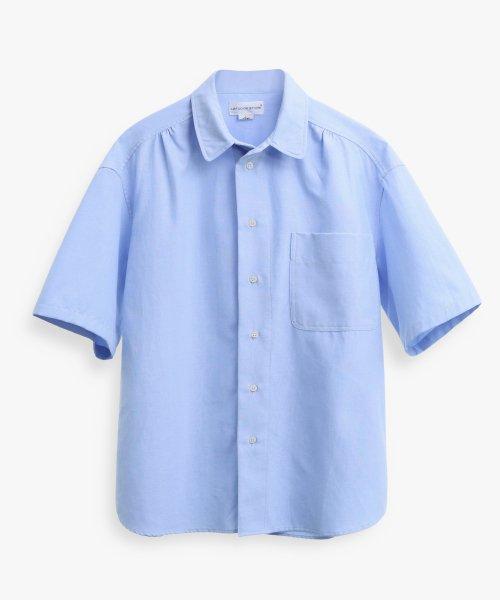 셔링 옥스퍼드 빅오버 하프 셔츠_Ice Blue