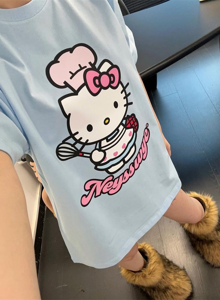 지미하우스 키티 면티 여름 반팔 프린팅 티셔츠