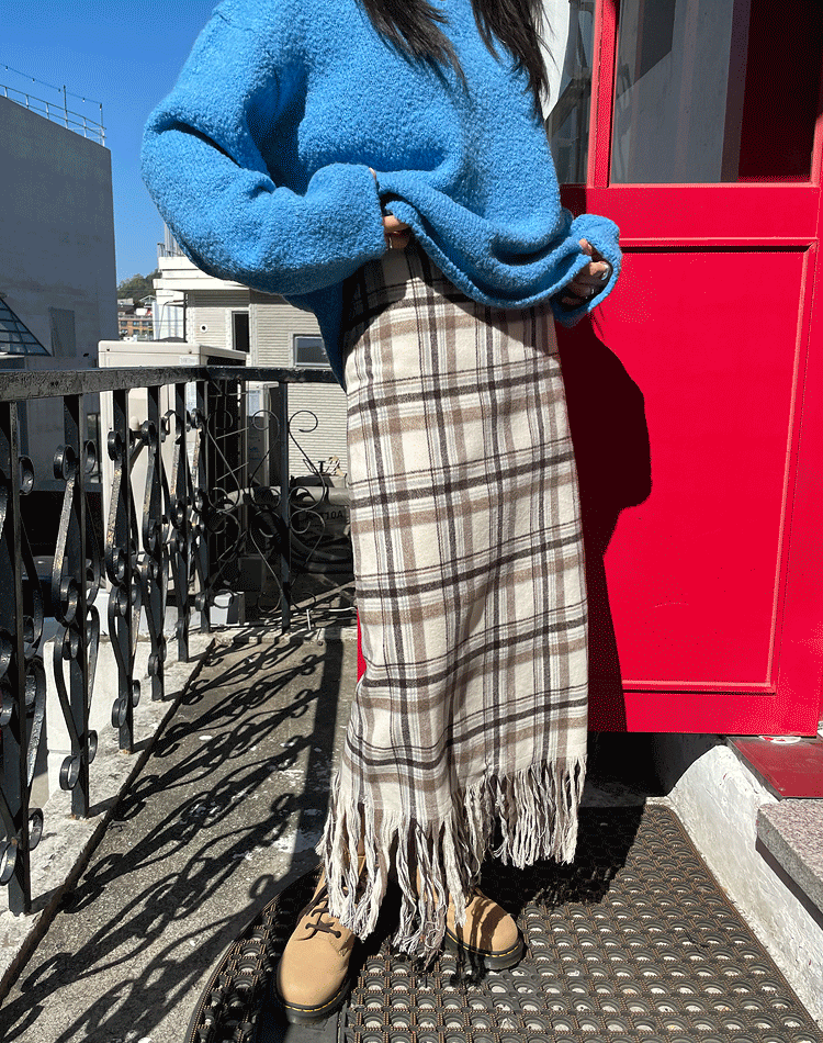 누빔 체크 스커트 (시즌오프)