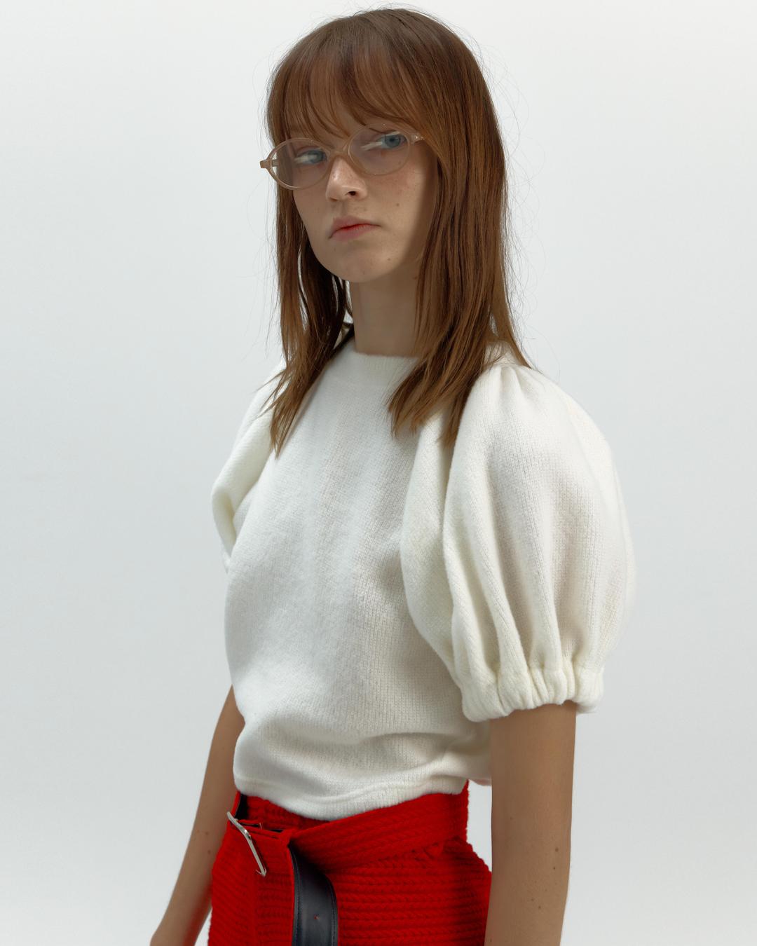 [2 COLOR] PUFF SLEEVE KNIT TOP_IVORY