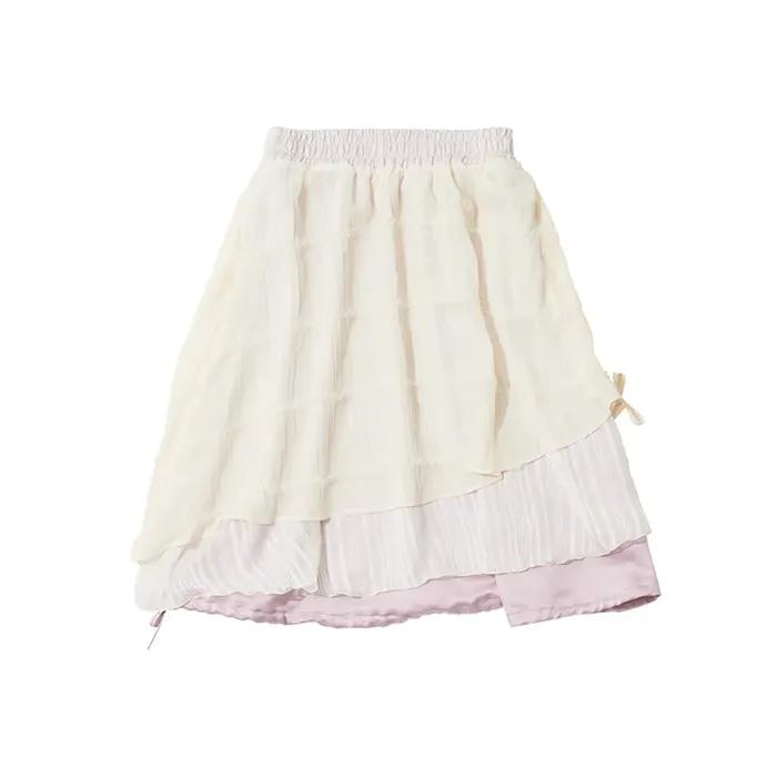 CHIFFON LAYERED BANDING SKIRT (PURPLE)