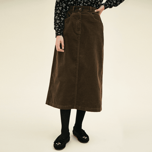 [2사이즈 품절임박][24겨울] 5포켓 스커트 (코듀로이) 브라운 244401SBR