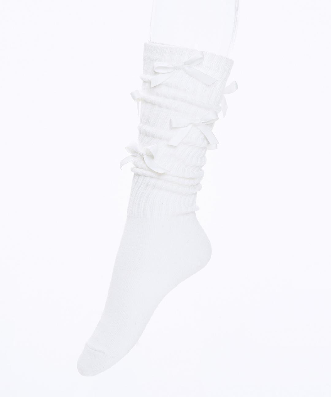 (예약배송)ribbon socks _White