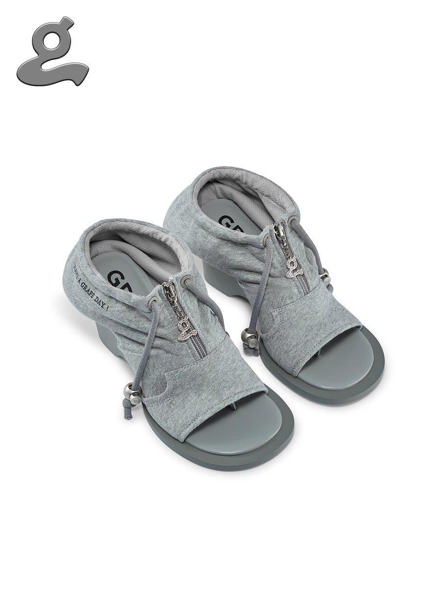 Grey Wedge Heel Sandal “HOODIE#2”