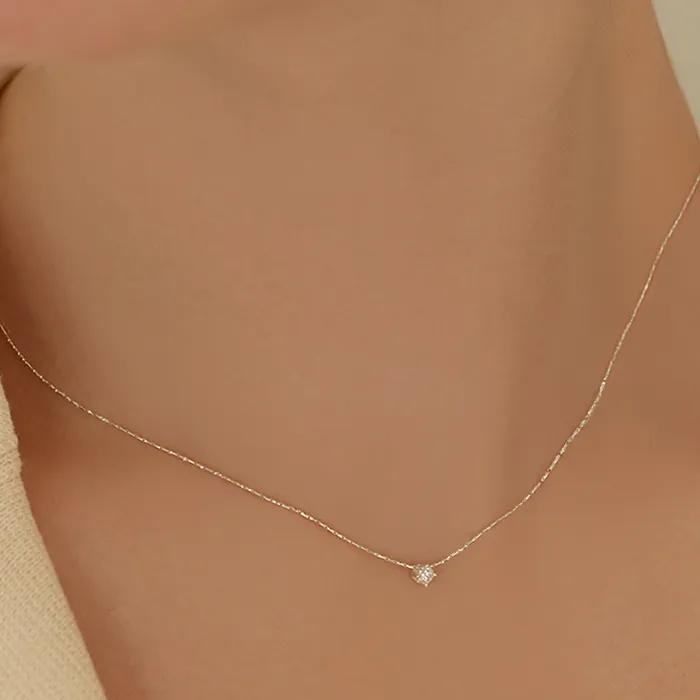 [6mm+10mm 진주귀걸이 증정] Clear Shiny chain necklace
