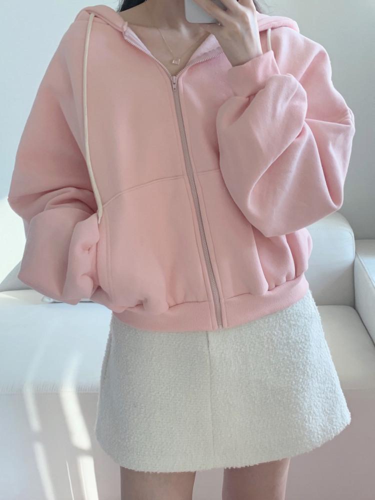 [사장픽] Peach mango hood zip-up 기모 연핑크 핑크 후드집업