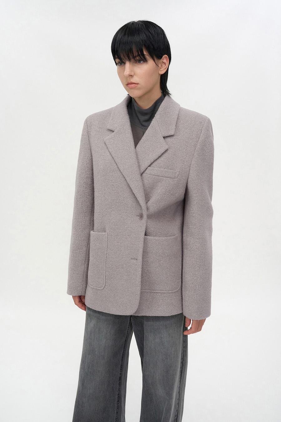 부클 투웨이 자켓 GREY BEIGE