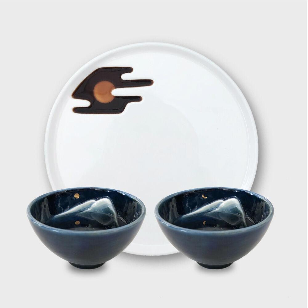 달빛막걸리잔 2인 / 달빛접시 1개 선물세트