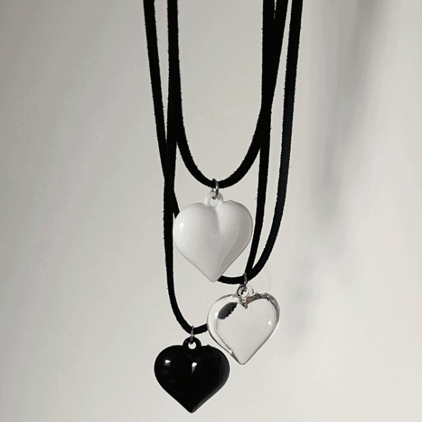 [자체제작][자체제작] 3컬러-엠보컬러하트 볼드스트랩 목걸이 / 2size 엠보컬러하트 볼드스트랩 목걸이 / 2size