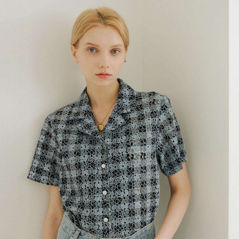 CHECK LACE SHIRT_BLUE