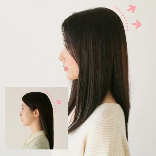 볼륨업! 중단발 옆머리 볼륨 지속 헤어뽕 숱추가 가발 9cmX36cm