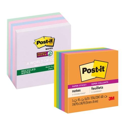 쓰리엠 포스트잇 강한점착용 리우데자네이루 450p + 발리 450p, 혼합색상, 1세트 - 점착메모지/포스트잇 | 쿠팡