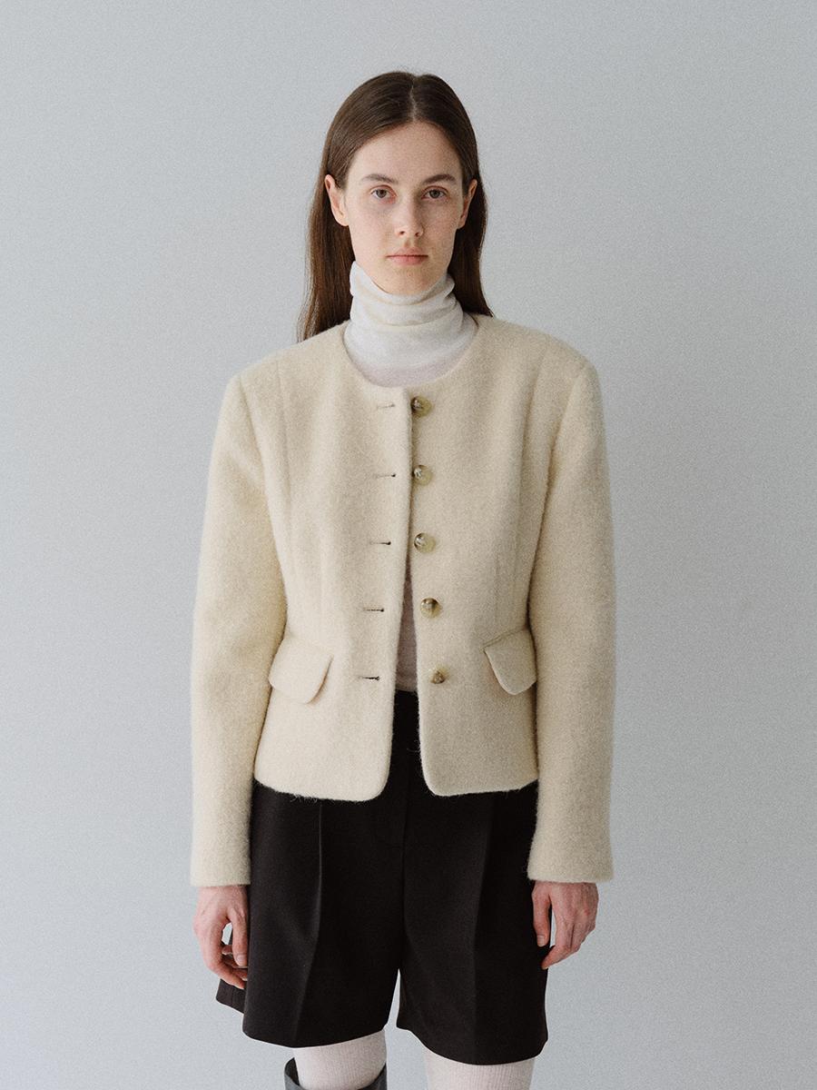 TFW ALPACA WOOL NO-COLLAR JACKET_I-BEIGE